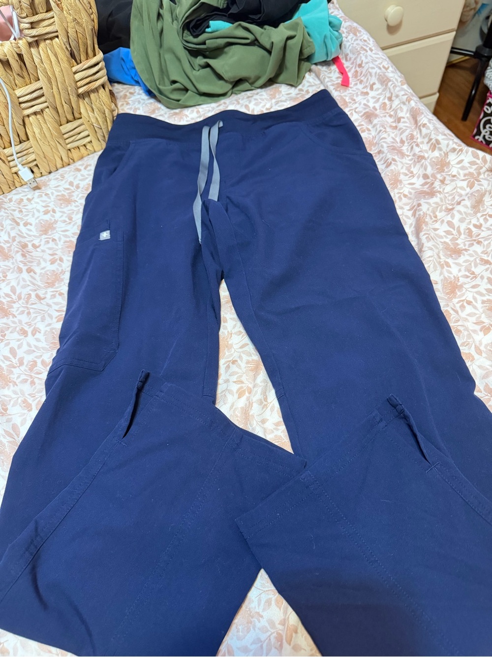 Women’s fig bottoms Navy Blue Scrub Pants with Drawstring